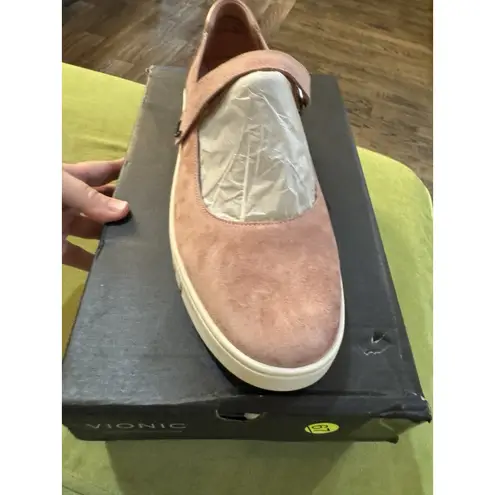 Vionic ‎ Uptown Suede Platform Mary Janes Cinder Pink Size 10 Wide