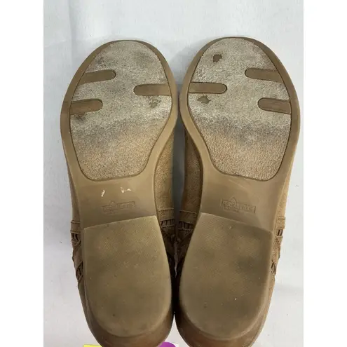 Fergalicious Womans By Fergie Bizzy Booties 10 M Tan Back Zip Cut Out Block Heel