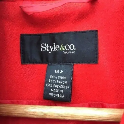 Style & Co Women’s Red Wool Blend Pea Coat 18W