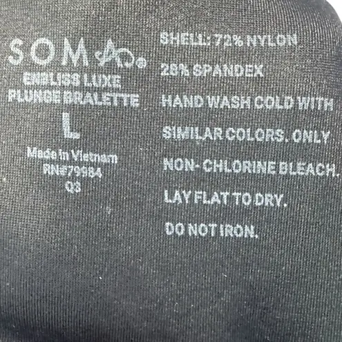 Soma Enbliss luxe plunge Women's Black Cross-Back Bralette Size LARGE