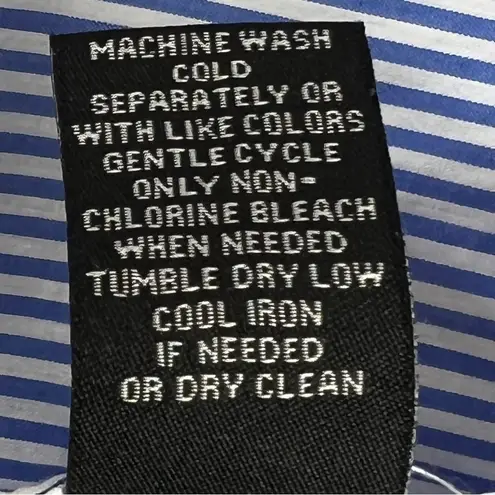 Premise Studio Size 12 Blue White Striped Button Front Long Sleeve w/But…