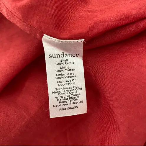 Sundance Dark Red Tassel Embroidered Pleated Elegant Cotton Maxi Dress size XL