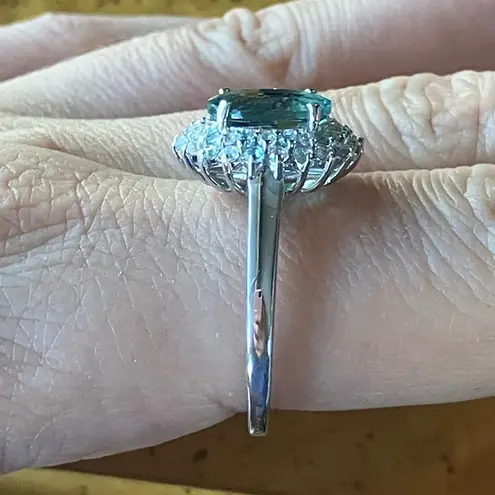 Teal Color Changing Fluorite Sterling Silver Ring Size 10