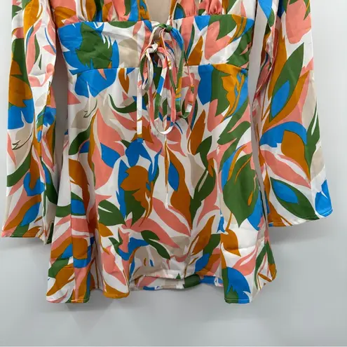 Kittenish Stand Out Multicolor Geometric Print Long Sleeve Mini Dress Size XS