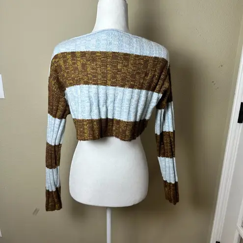 BDG Urban Outfitters  Distressed Neckline Cropped Striped Sweater Size XS