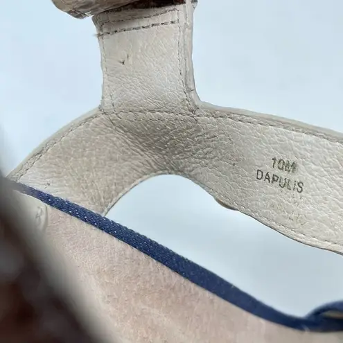 Joan & David Denim Snakeskin Leather Chunky Block High Heel Y2K Buckle Shoe 10