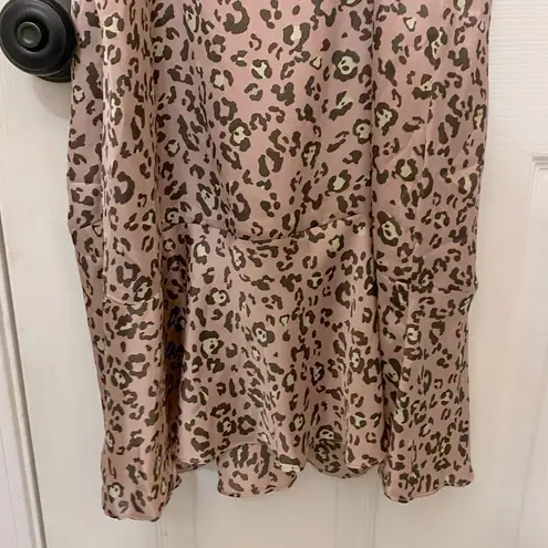 Hem & Thread Pink Leopard Print Spaghetti Strap Slip Dress with Ruffle Hem