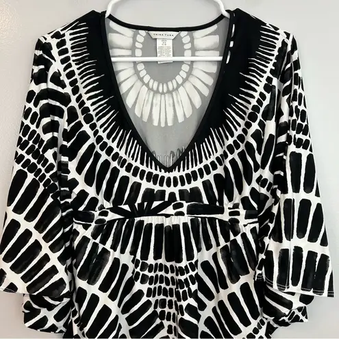 Trina Turk  Algiers Printed Black and White Tunic/ Coverup Size Small