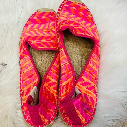 Soludos Malhia Kent plaid bright boho espadrilles shoes size 9 pink oran…