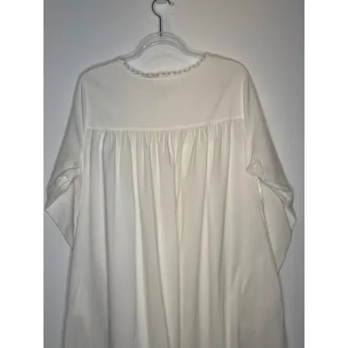 1990s Eileen West White Cotton Lace Pintuck Nightgown Medium