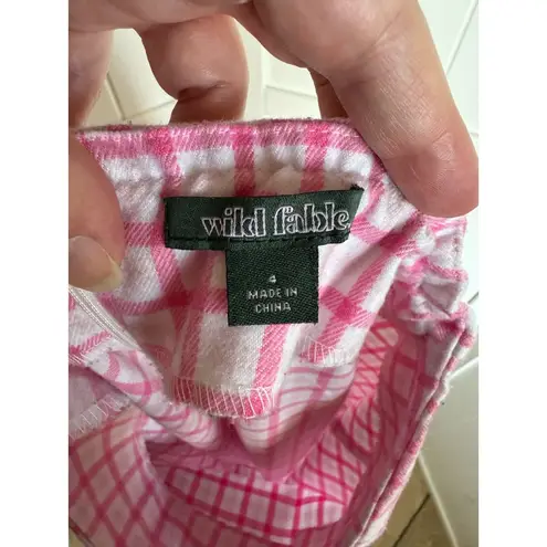 Wild Fable 5/$35     Womens Skirt Sz 4 Pink Gingham Plaid White Flannel Feel Mini