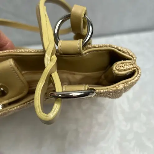 Collezioni Tan Rattan Straw Square Shoulder Bag Medium Sized