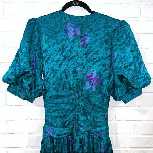 Valerie Stevens Vintage 100% Pure Silk 80’s Turquoise & Purple Dress