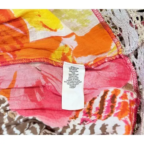 Free People  Womens Dress Pink Mini Patchwork Paisley Necklace A Line Boho Small