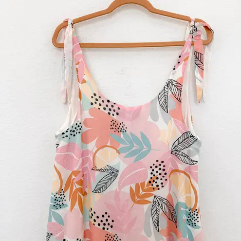 Jadelynn Brooke Womens Dress Size M Multicolor Floral Tie Shoulder Boho Tropical