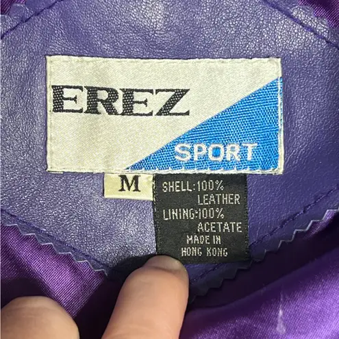 Vintage EREZ Sport Purple Leather Jacket 80s 90s Purple Rain