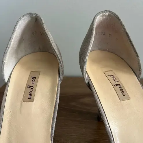 Paul Green Suede Heels 5.5 Gray D’Orsay Pump, Pointed Toe, Made in Austria Y2K