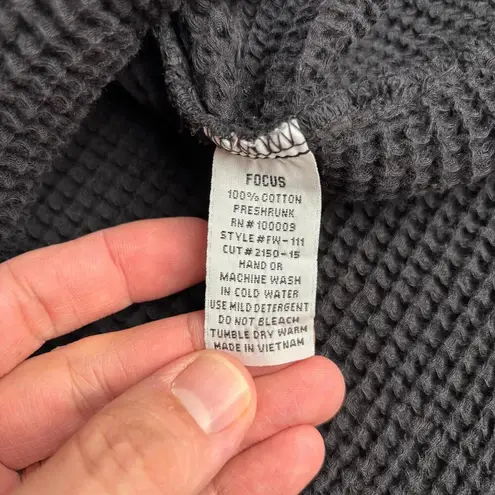 Focus Black Waffle Knit Cowl Neck Sweatshirt Top Kangaroo Pocket Lounge Beach M Size M