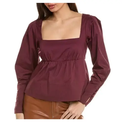 STAUD Peggy Top Longsleeve Plum Size Medium - New No Tags