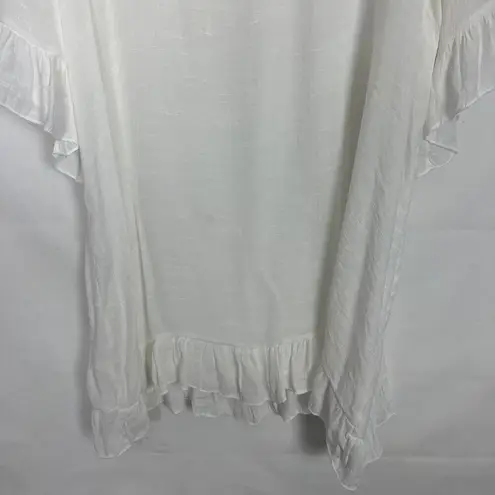 Ekouger Pullover Gauzy White Tunic Dress/Bikini Cover Up Size Medium