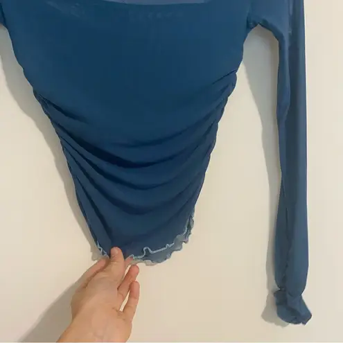 Urban Outfitters NWT  Out From Under Kit Azul Ruched Sheer Long Sleeve size Small