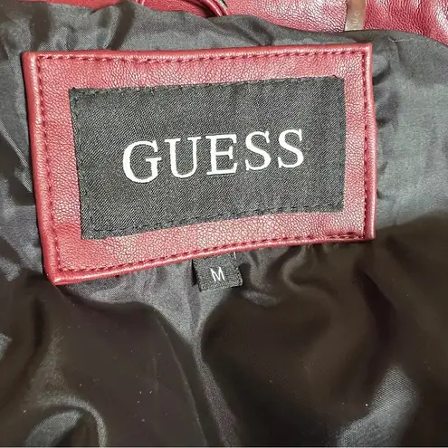 Guess  Leather-Like Red / Maroon Moto Jacket