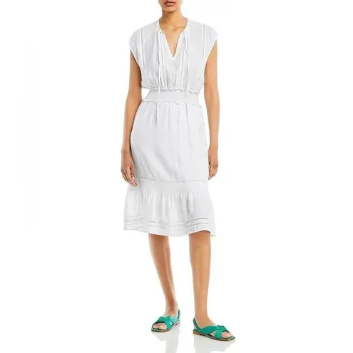 Rails Ashlyn Stripe Linen Blend Midi Dress, Medium, White