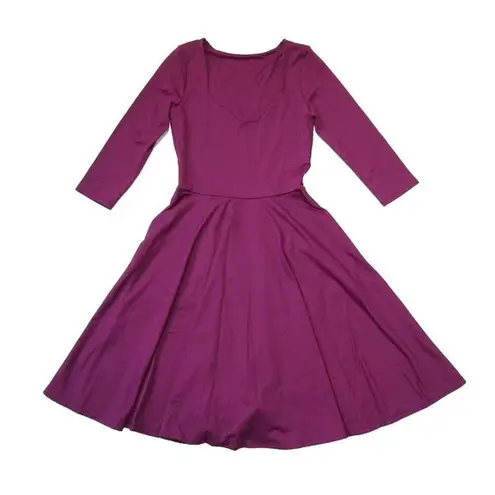 Blackmilk NWT Matte Ruby Heart 3/4 Sleeve Longline Stretch Fit & Flare Dress S