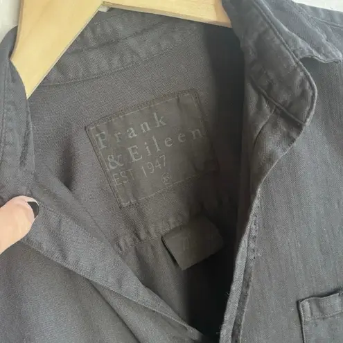 Frank & Eileen Mary Shirtdress Famous Denim Distressed Dress Black XS $328