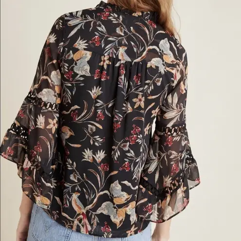 DR2 Floral Bell Sleeve Peasant Blouse Top