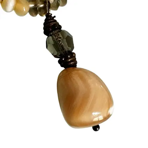 Artisan Mother of Pearl & Smoky Quartz Necklace with Sterling Silver Clasp