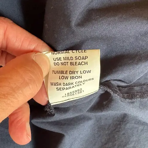 Eshakti  Cotton Poplin Trapunto Waist Midi Shirtdress Womens Large 12 Navy Blue