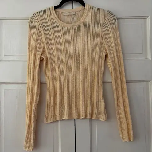 Ulla Johnson Lyana Pullover Cream Ivory Textured Rib Knit Sweater Top Size Large