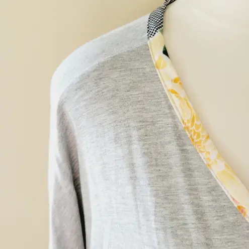 Oddy mixed media plaid floral top size medium