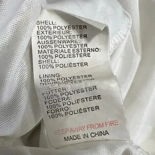 Glamorous White Lace Mock Neck Short Sleeve Sheer Mini A-Line Dress Size M