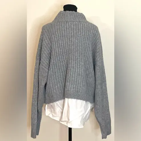 Time And Tru - Women's Cable Knit Poplin Layer-Look Sweater Size XXL