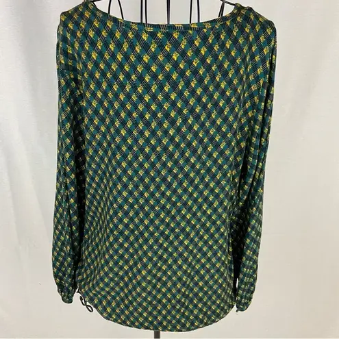 Christopher & Banks  Green and Gold Boho Top with Tassels Women’s Size Medium