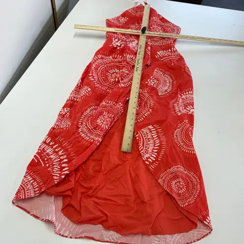 Andres Otalora Dress Womens 2 Orange Selva Midi Sarong Halter Tie Neck Resort