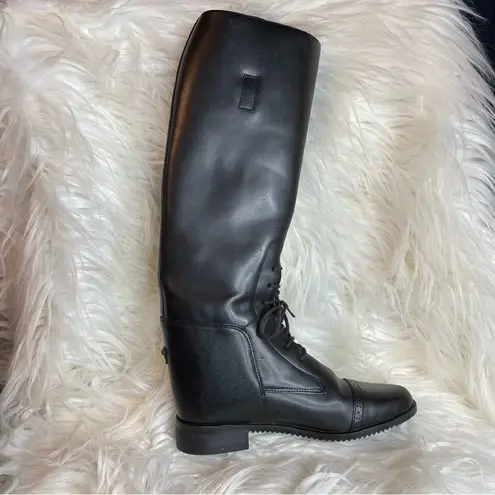 AMAZONAS Cavalier‎ Lace Up Leather Equestrian Tall Riding Boots 5R Black Size 5