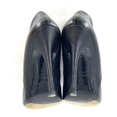 Proenza Schouler Proenza Shouler Embossed Black Leather V Cut Pump High Heel Booties Size 38