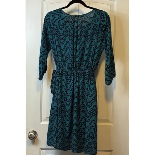 41 Hawthorn Womens M Renesme Wrap Dress 3/4 Sleeve Blue Green Geometric EUC! Size M