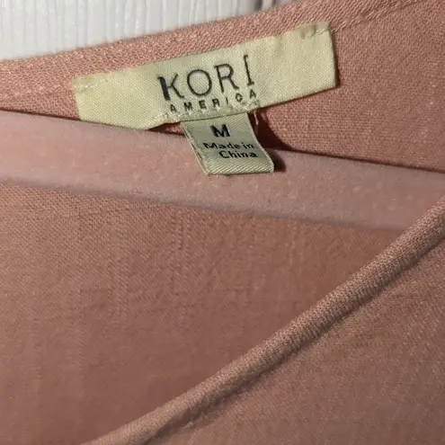 Kori 4/$25 BUNDLE SALE! AMERICA DUSTY PINK DROP SHOULDER LINEN BLEND BLOUSE!