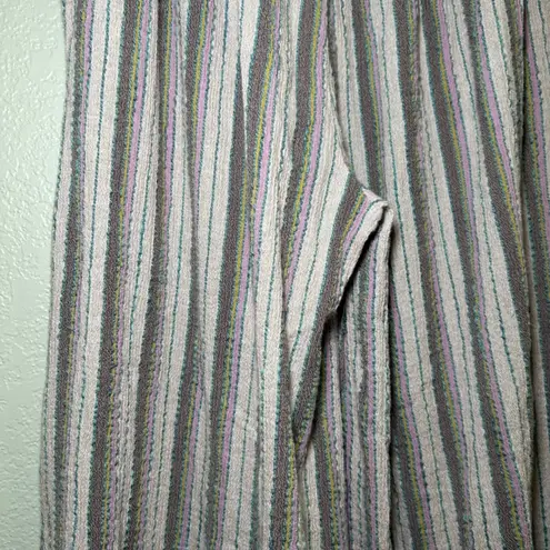 Wrap London Wide Leg Striped Smocked Waist Pants Bohemian Casual artsy beach Pink Size 6