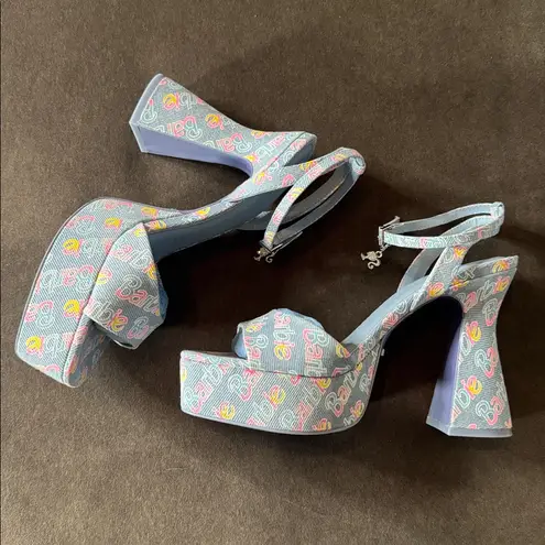 ALDO Barbie x  BarbieParty Collection Blue Logo Platform Sandal Block Heel 10 NEW