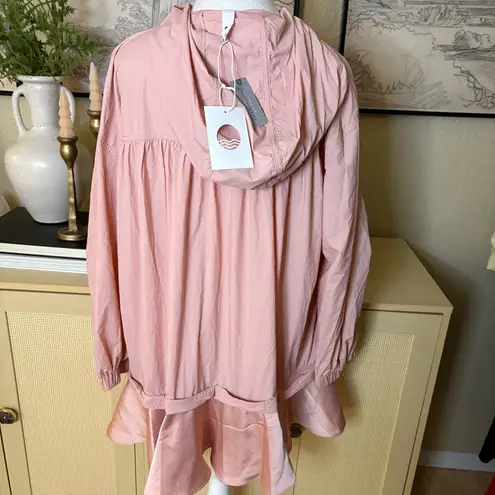 ANTHROPOLOGIE Daily Practice Pink Ruffle Hem Half Zip Pullover Dress Sz S Petite
