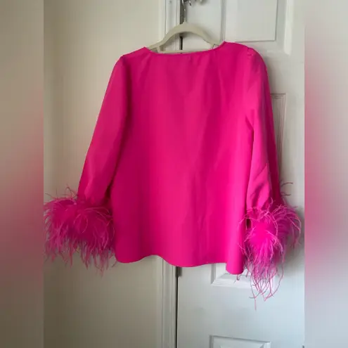 Tuckernuck Hot Pink Feather Easton Blouse size M Size M