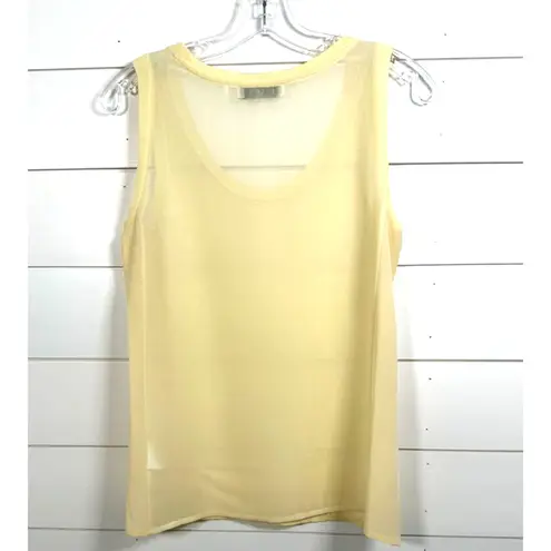 Sandro Paris Linen Front Sheer Back Sleeveless Tank Top Light Yellow Medium