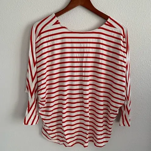 Rachel Pally Red Cream Drape Style Back Opening Top Shirt Blouse Small