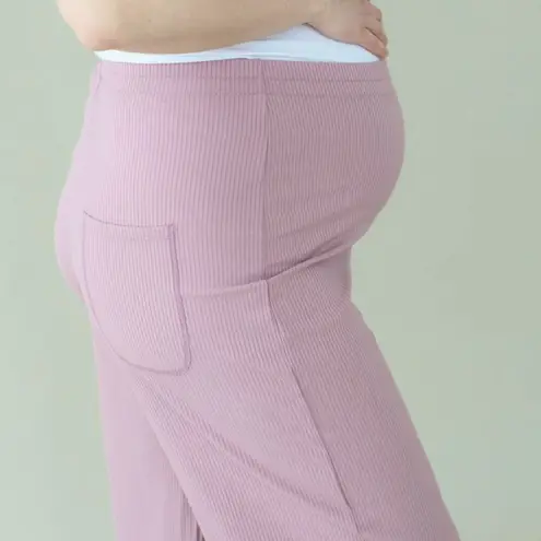 Sonday Ribbed The Lounge Knit Pants Maternity Wide Leg Dusty Pink Size undefined