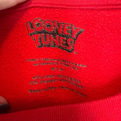 Looney Tunes Crewneck Sweatshirt Bugs Bunny Daffy Duck Red AOP Medium